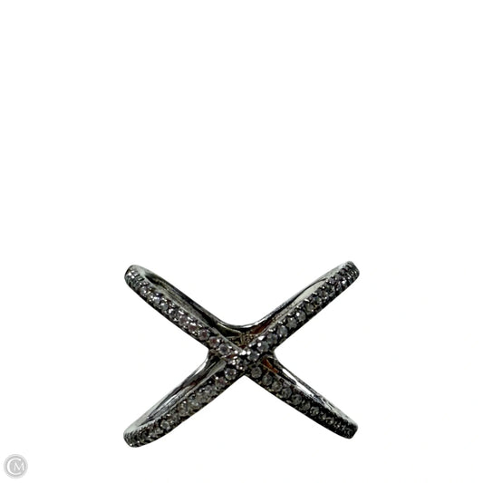 Sterling Silver & CZ Pave Crisscross Ring, Size: 6.5