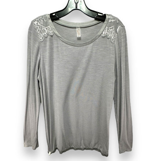 Lace Detail Round Neck Long Sleeve Modal Top By Intimissimi In Grey, Size: M