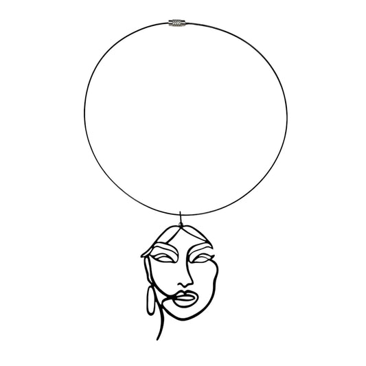 Abstract Face Necklace By Unbranded