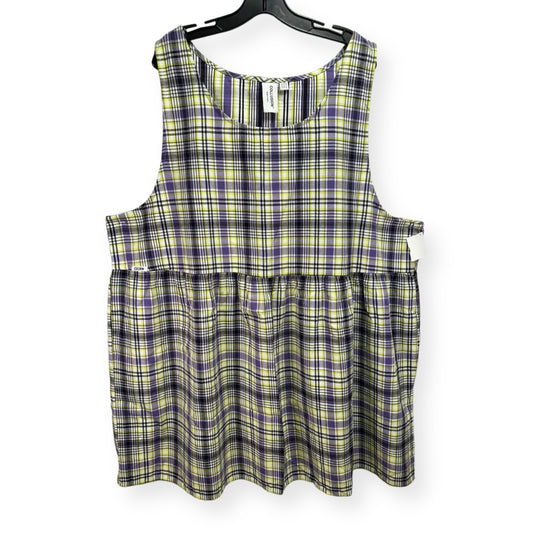 Plaid Pattern Dress Casual Midi Collusion, Size 1x