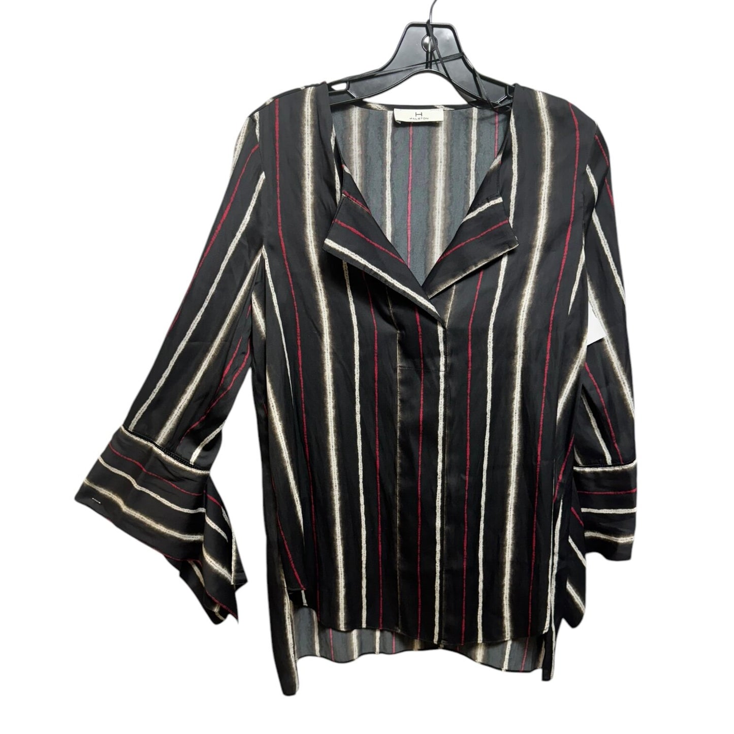 Shibori Striped Long Sleeve Blouse Designer By Halston  Size: M