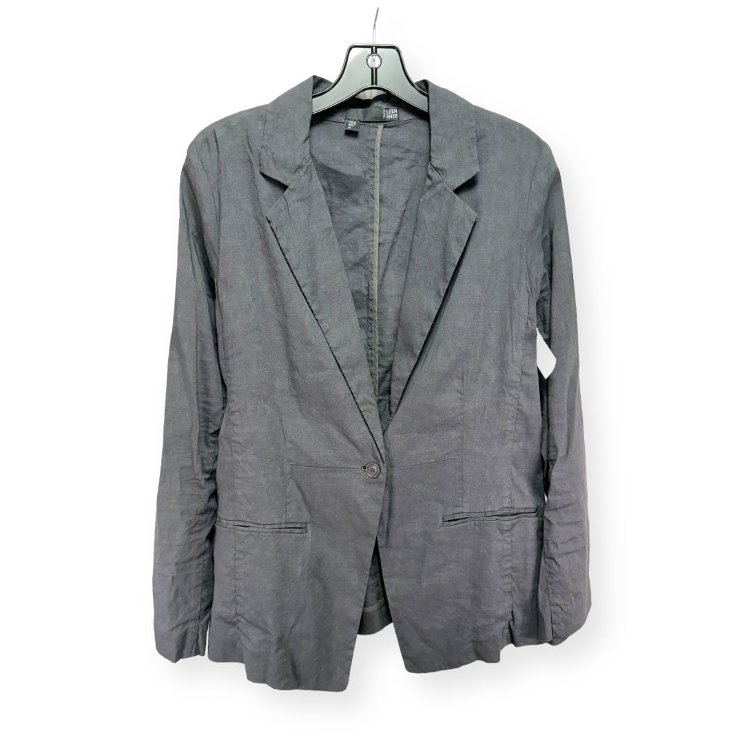 Linen Grey Blazer Designer Eileen Fisher, Size 14