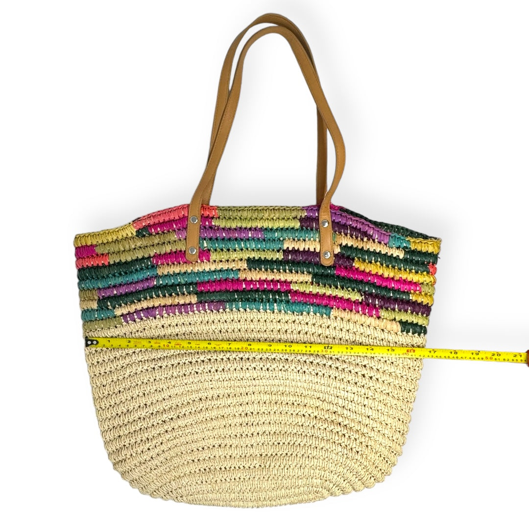 Rainbow Straw Tote By Merona, Size: Medium