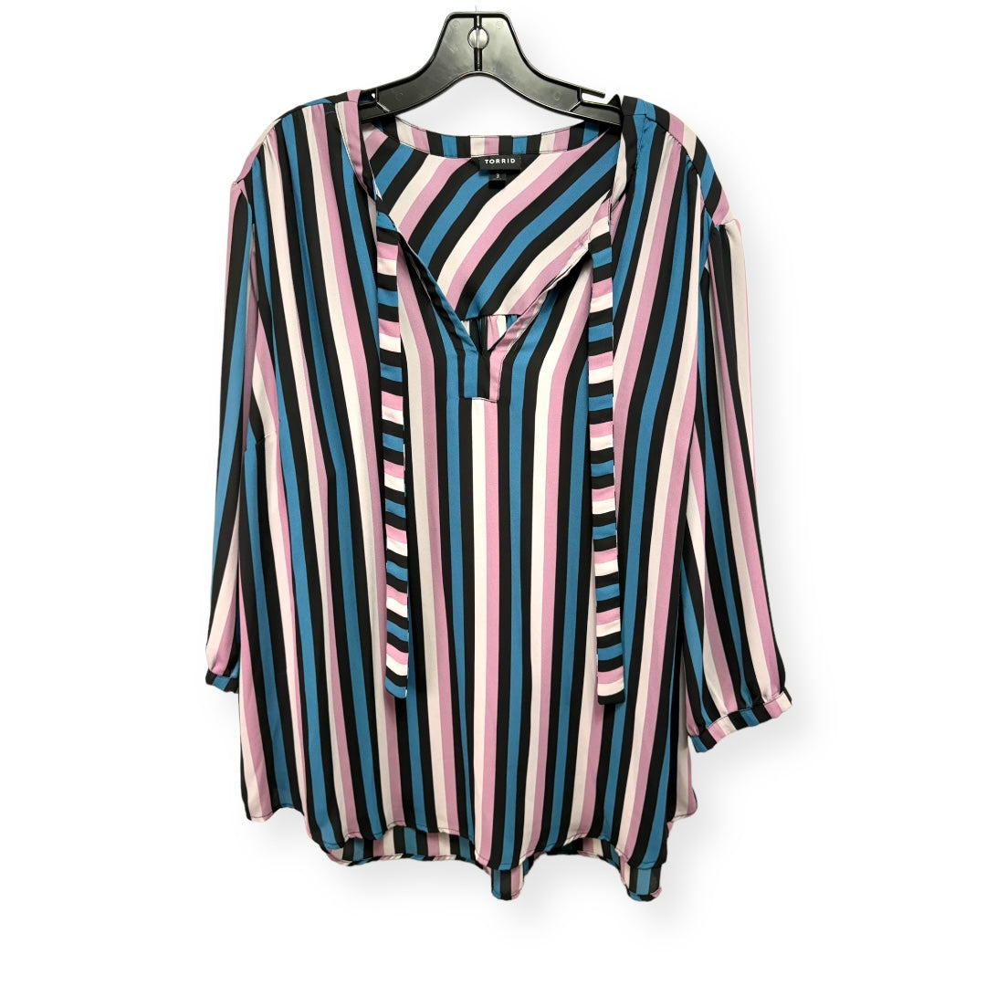 Striped Pattern Blouse Long Sleeve Torrid, Size 3x