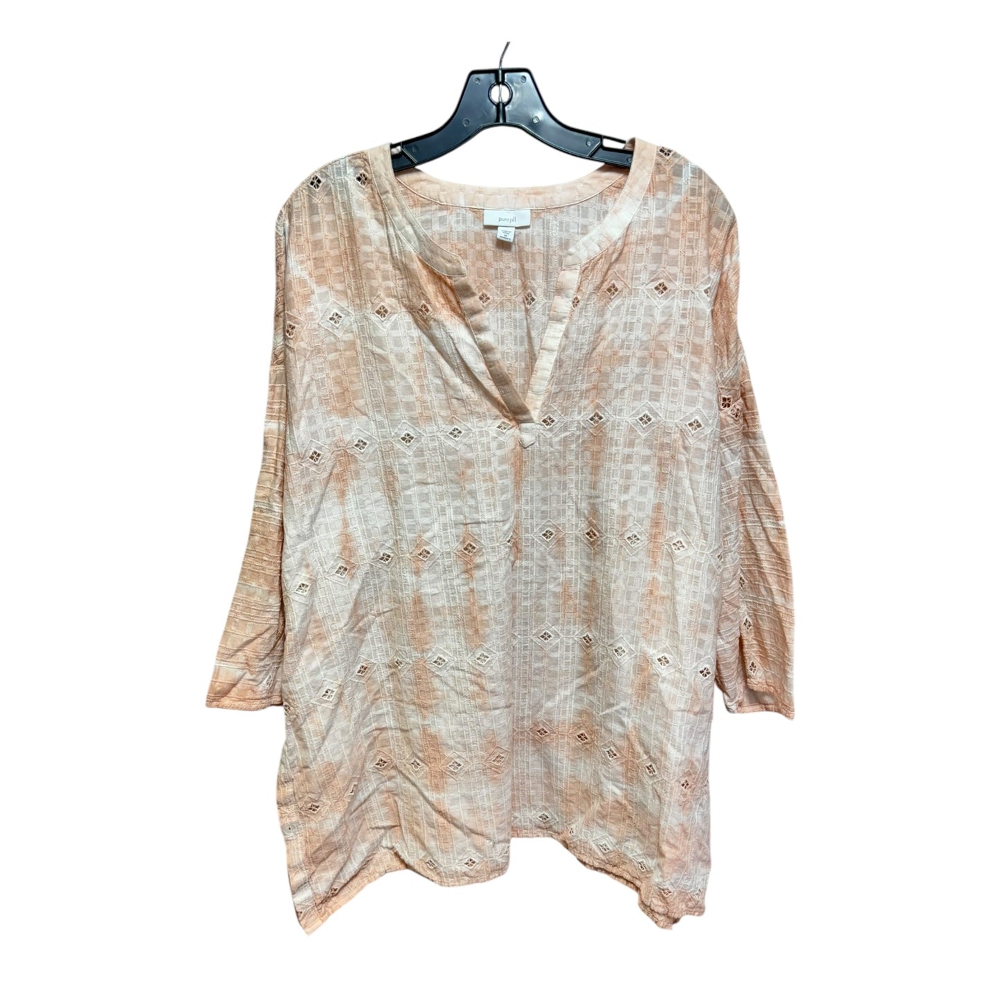 Top Long Sleeve By Pure Jill In Tie Dye Print, Size: 2x