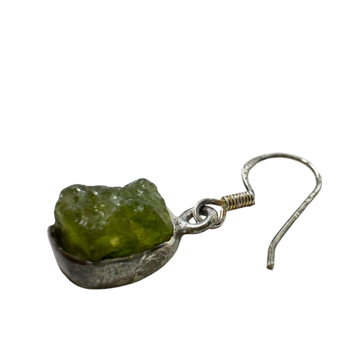 Rough Peridot & Sterling Silver Drop Earrings Unknown Brand