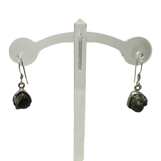 Raw Stone & Sterling Silver Drop Earrings