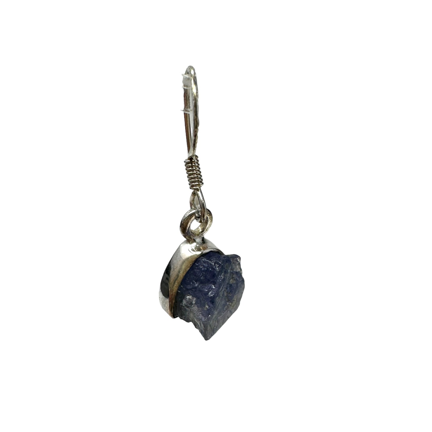 Raw Iolite & Sterling Silver Dangle Earrings Unknown Brand