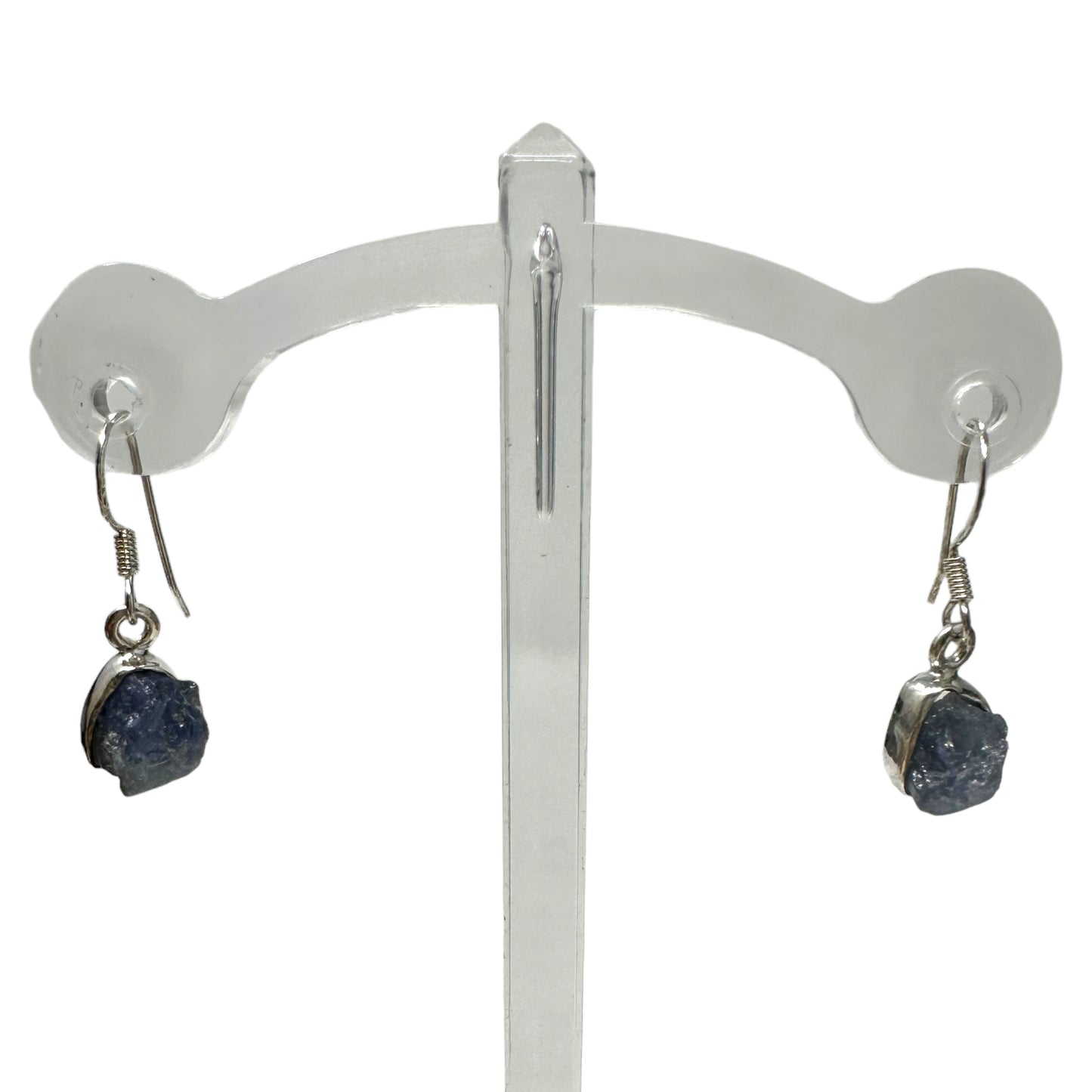 Raw Iolite & Sterling Silver Dangle Earrings Unknown Brand