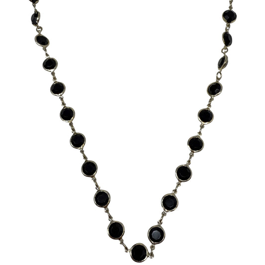 Black Faceted Bead Station Necklace  By Unbranded