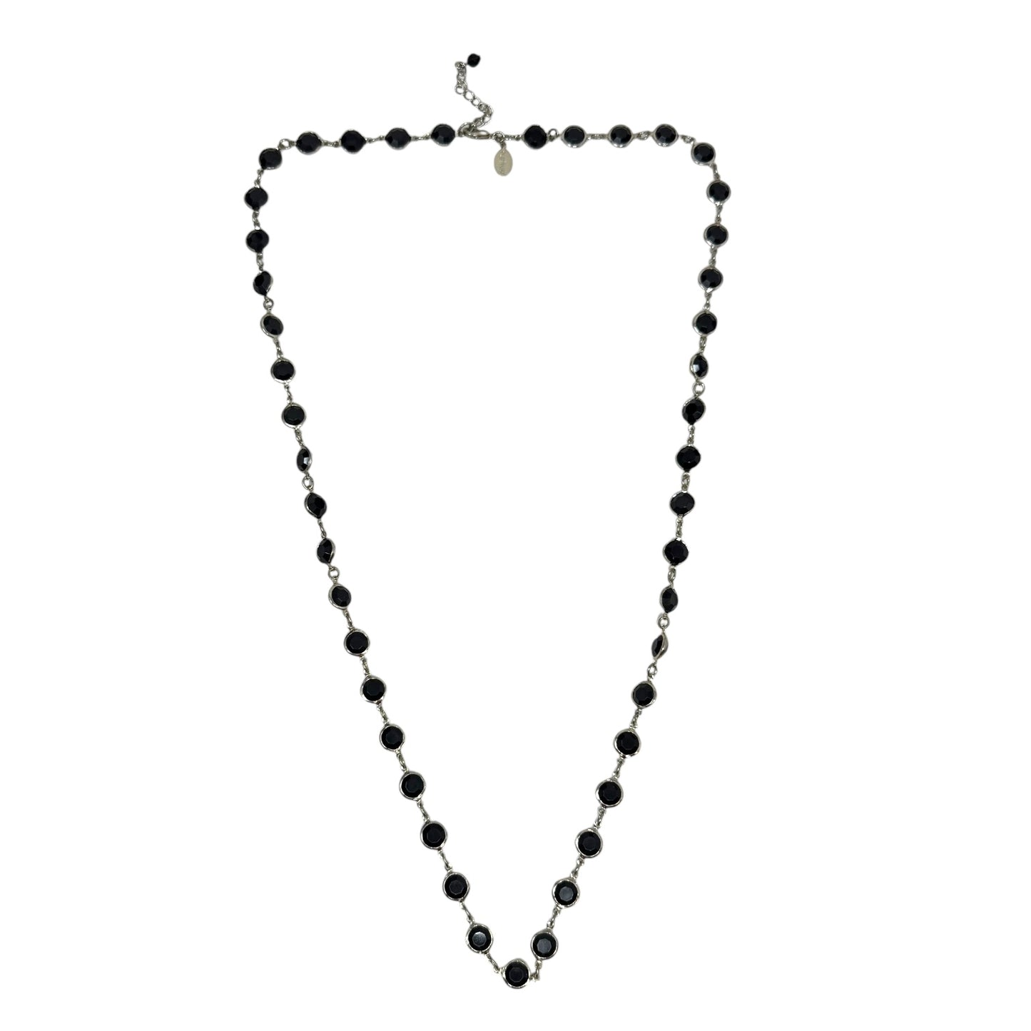 Black Faceted Bead Station Necklace  By Unbranded