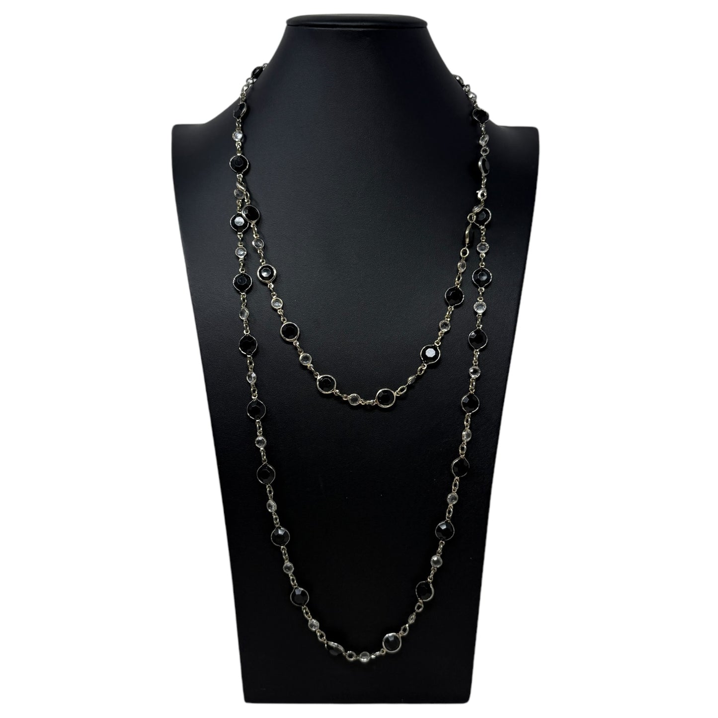 Black & Clear Bead Layered Necklace By Unbranded