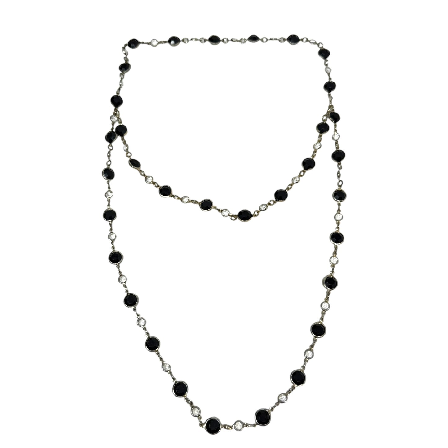 Black & Clear Bead Layered Necklace By Unbranded