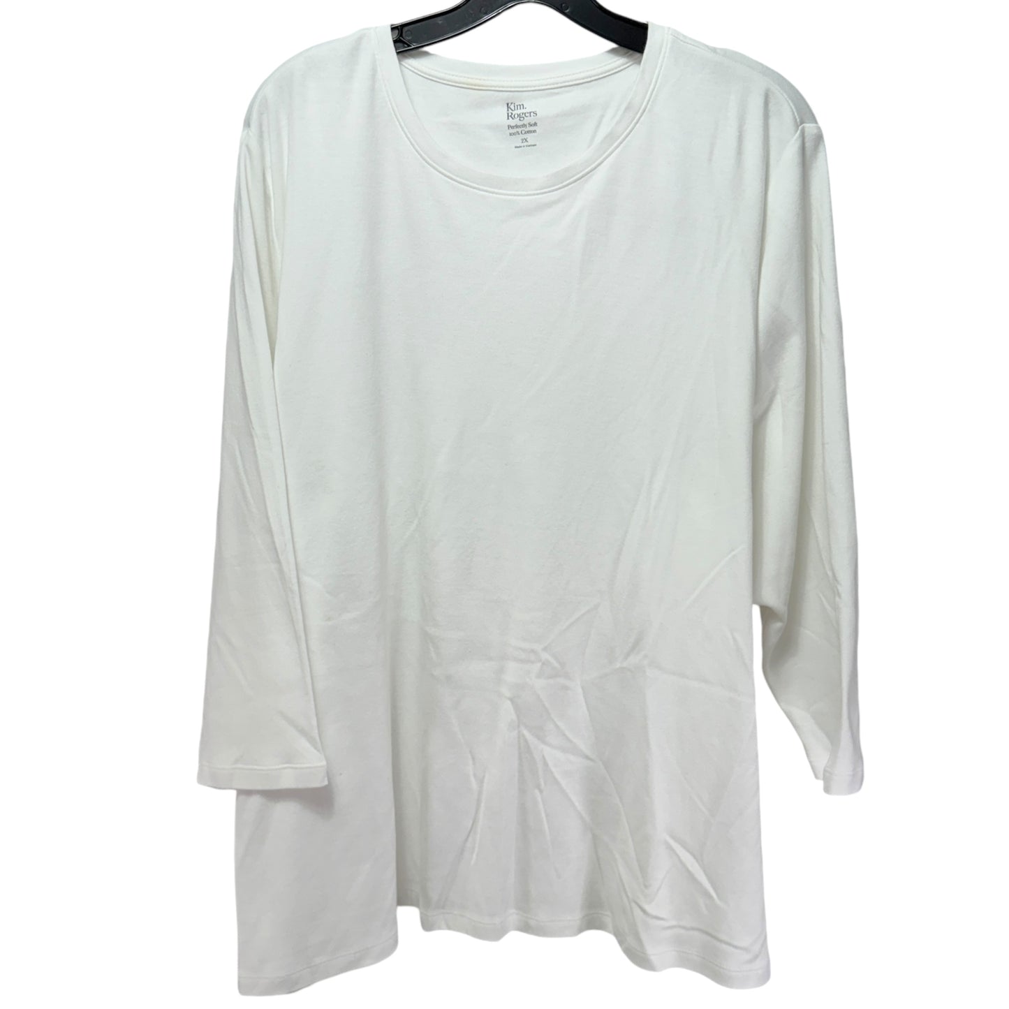 Perfectly Soft 100% Cotton Top Long Sleeve By Kim Rogers In White, Size: 2x