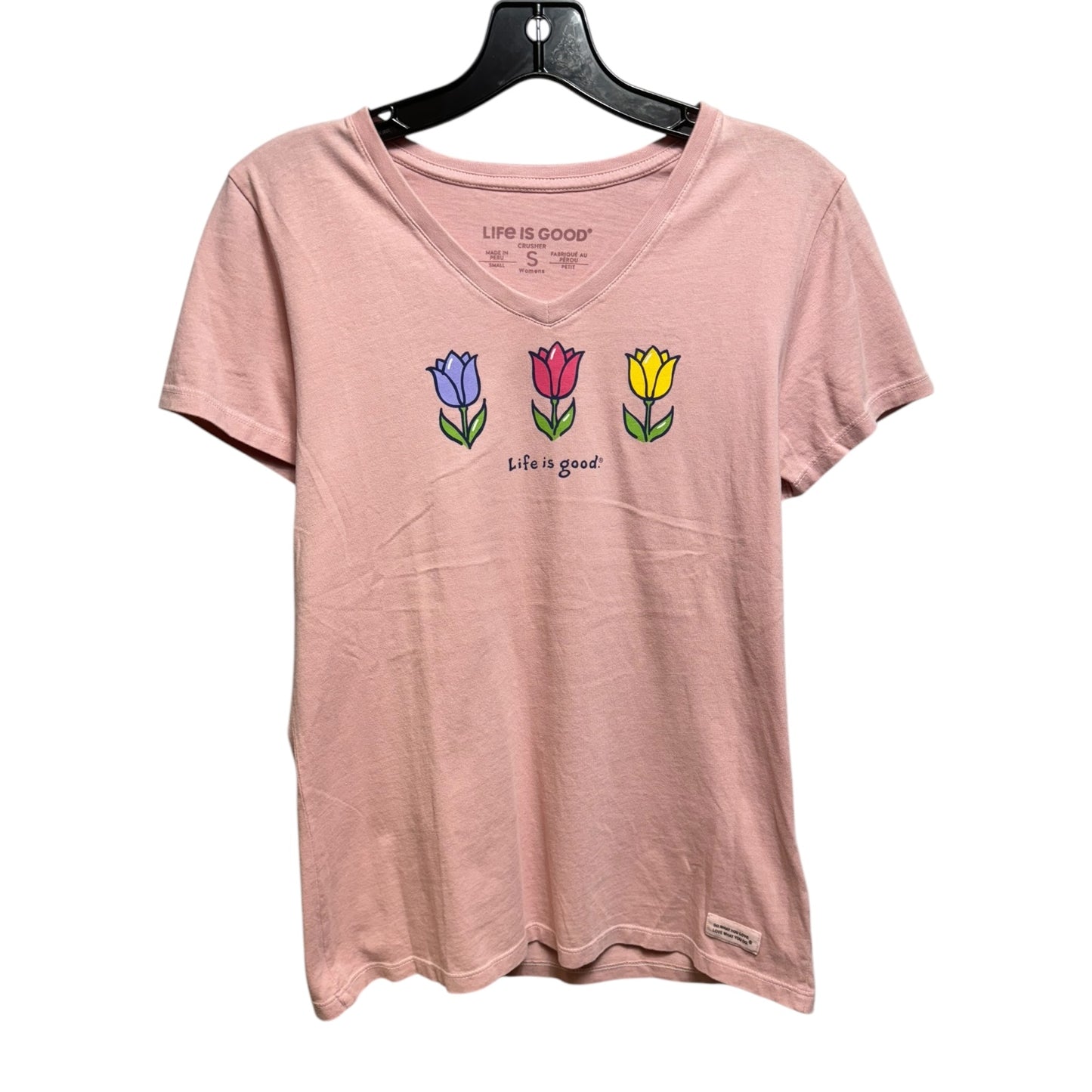 Tulip Top Short Sleeve By Life Is Good In Pink, Size: S