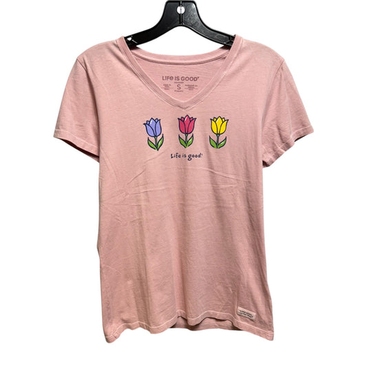 Tulip Top Short Sleeve By Life Is Good In Pink, Size: S