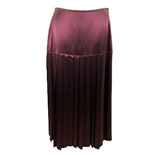 Vintage Drop Waist Pleated Silk/Wool Blend Skirt Luxury Designer Escada, Size S/EU 36