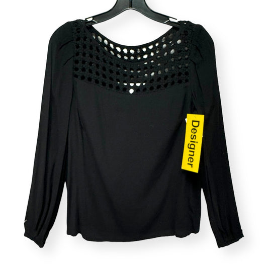 Black Top Long Sleeve Designer Diane Von Furstenberg, Size 4