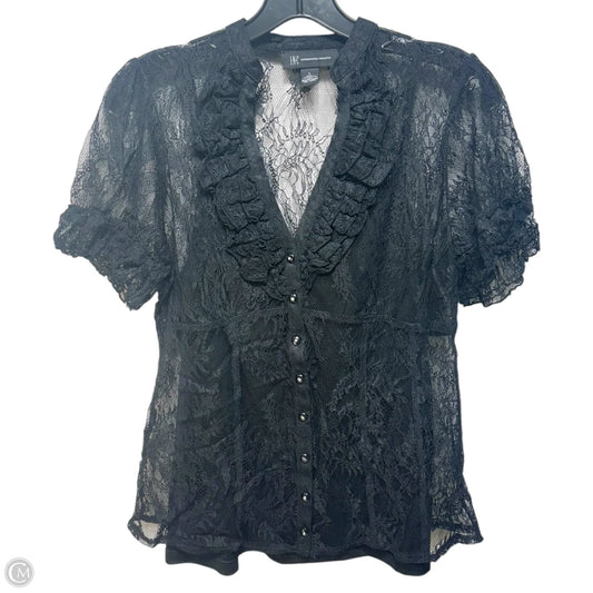 Top Short Sleeve By International Concepts In Black, Size: L