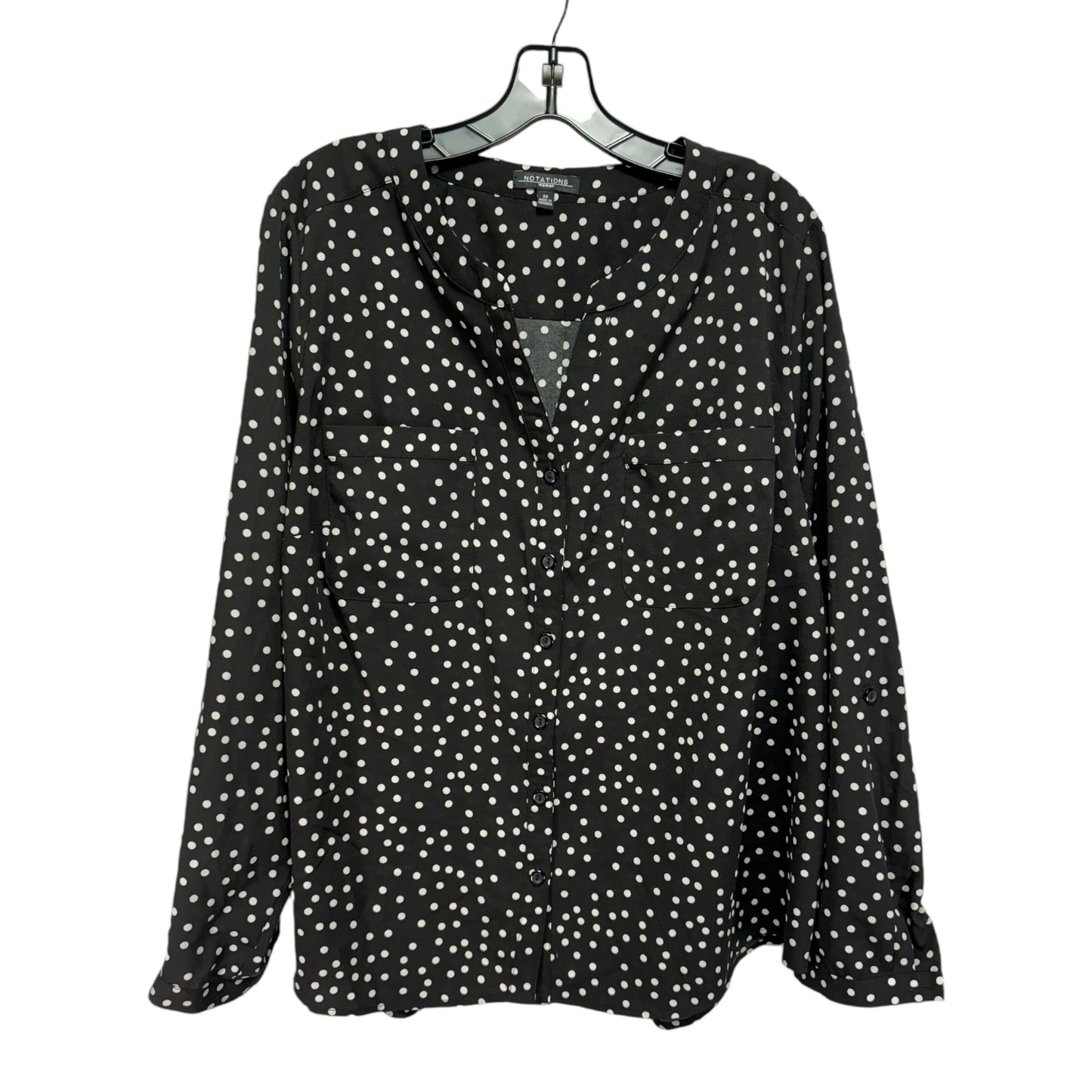 Top Long Sleeve By Notations In Polkadot Pattern, Size: 2x