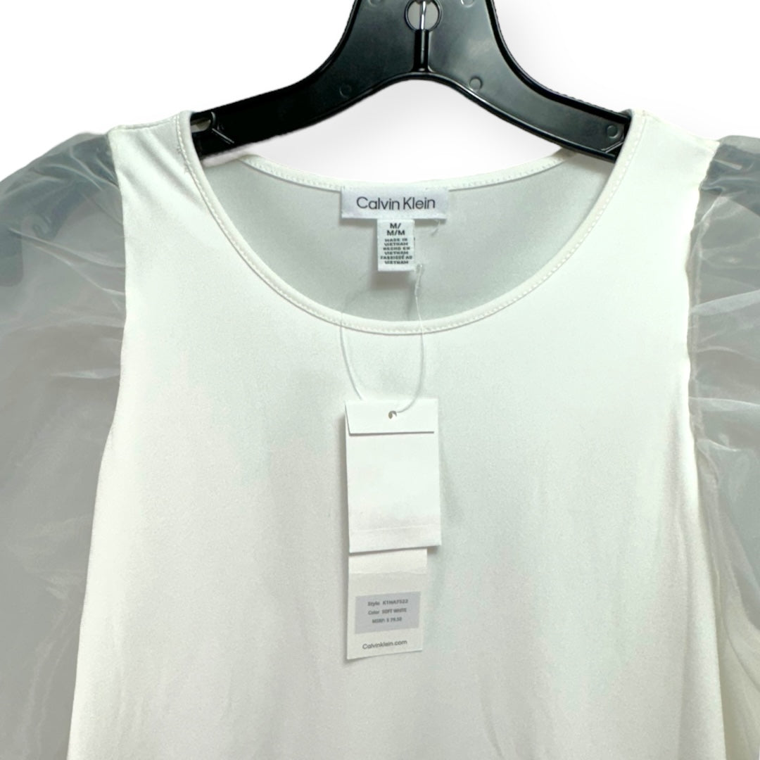 Top Short Sleeve By Calvin Klein In White, Size: M