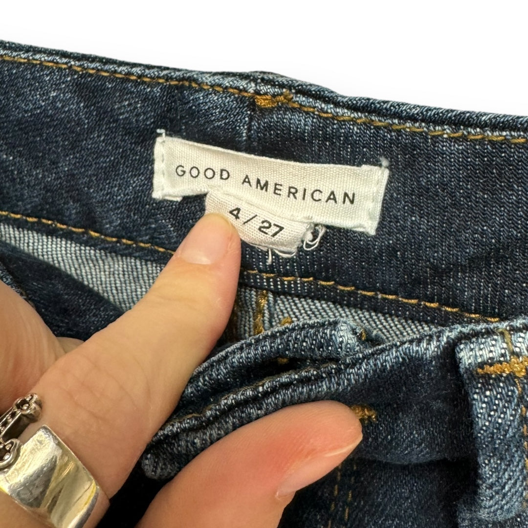 Good Waist Chewed Pocket Jeans Designer By Good American In Blue Denim, Size: 4