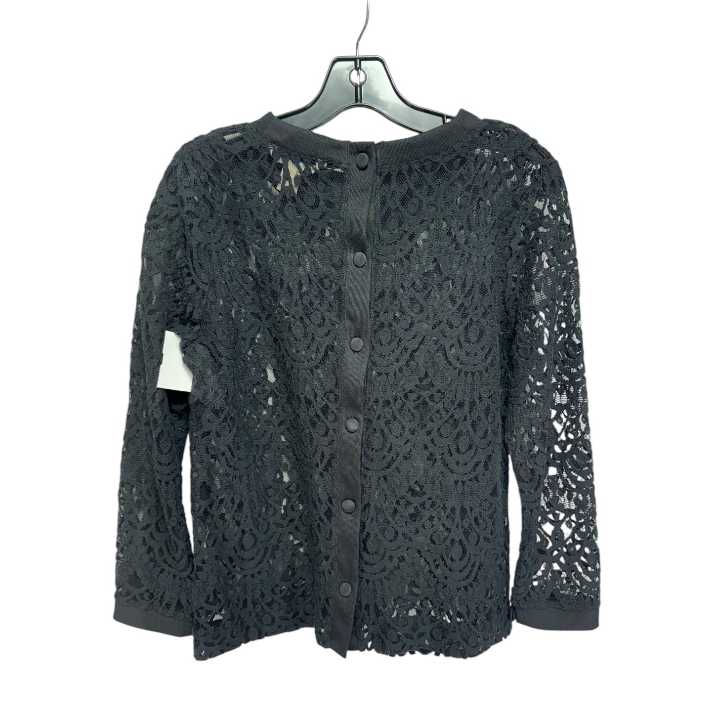 Lace Top Long Sleeve By Banana Republic In Black, Size: M