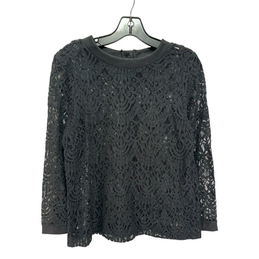 Lace Top Long Sleeve By Banana Republic In Black, Size: M