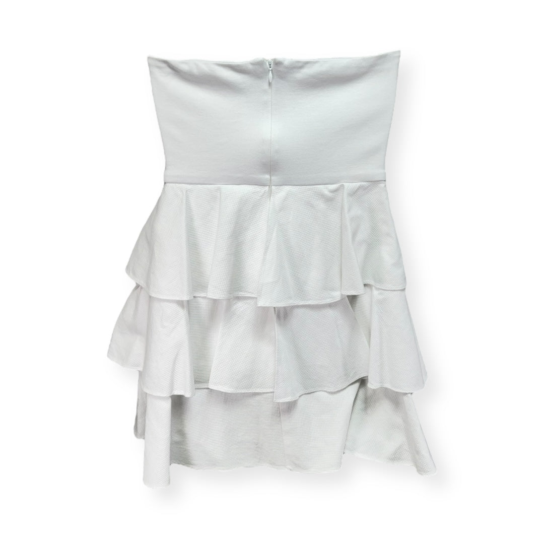 Tiered Ruffle Dress in White Pique By Amanda Uprichard In White, Size: L