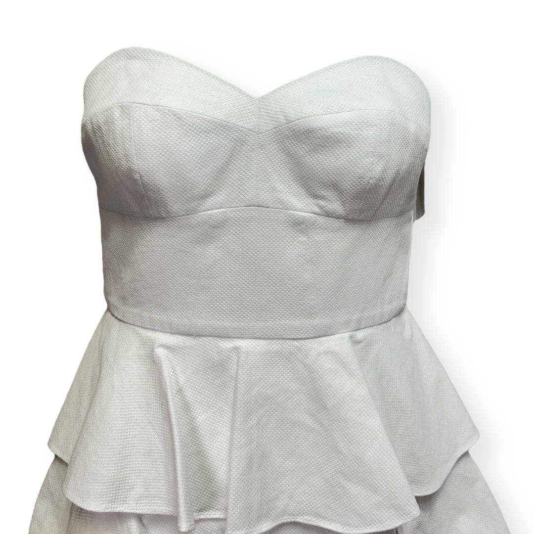 Tiered Ruffle Dress in White Pique By Amanda Uprichard In White, Size: L