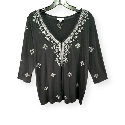 Top Long Sleeve By J. Jill In Black & Grey, Size: Petite  M