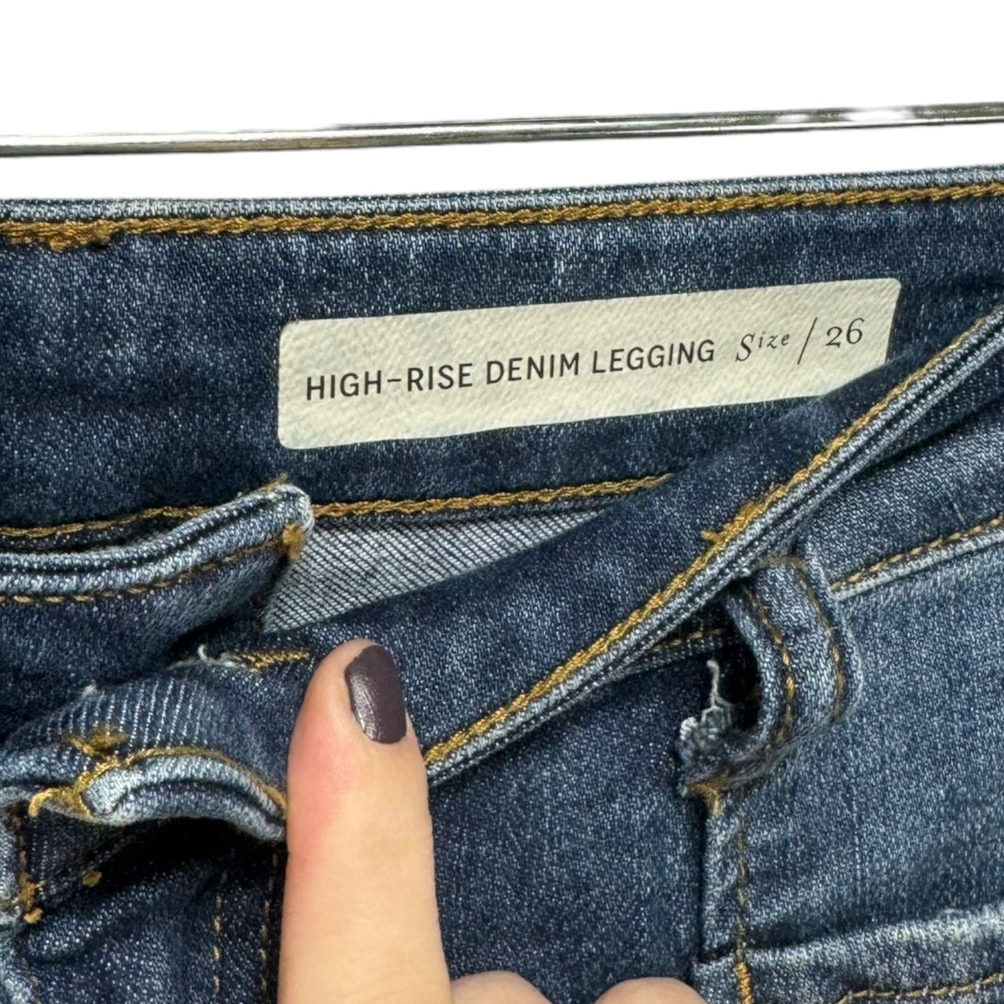 High Rise Denim Legging By Pilcro In Blue Denim, Size: 2