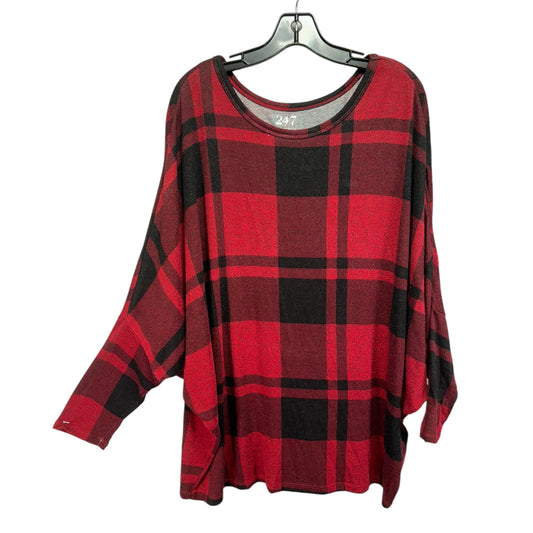 Top Long Sleeve By 24/7 In Plaid Pattern, Size: 1x