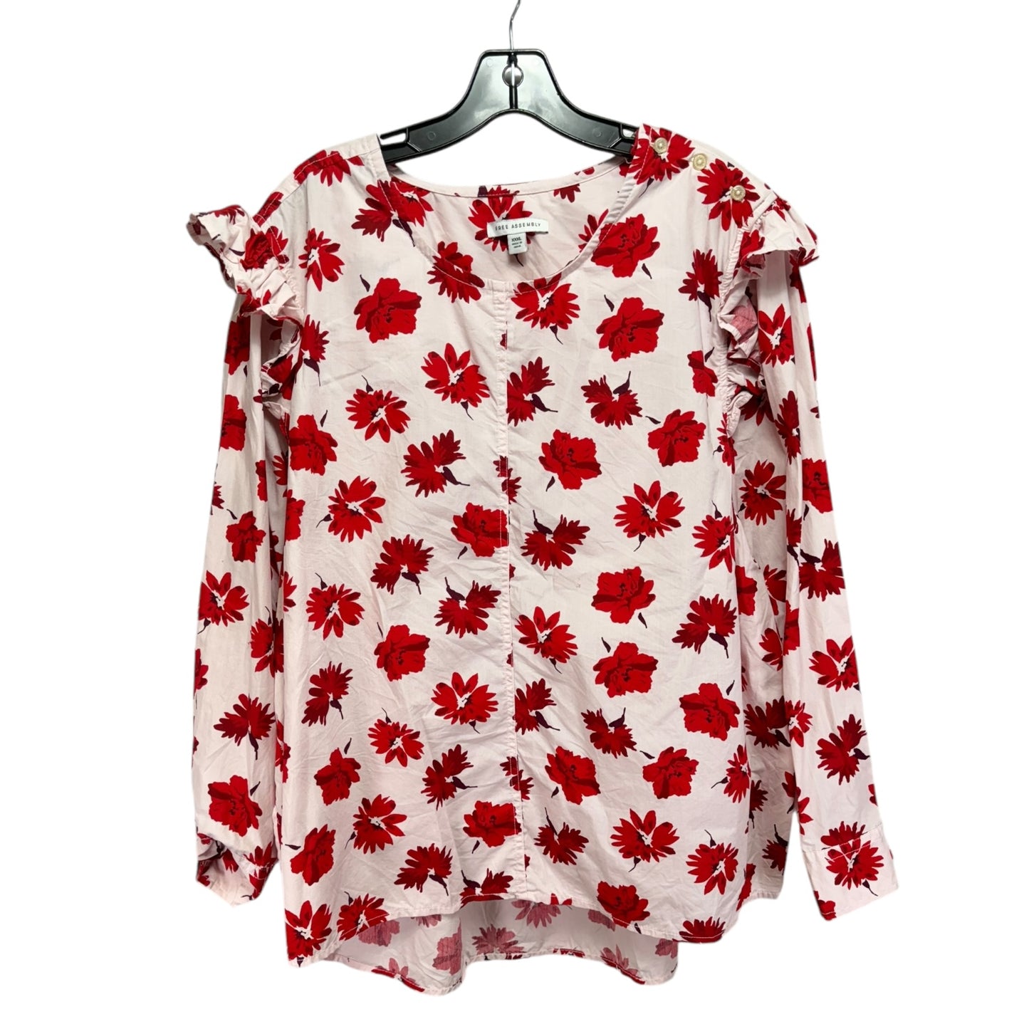 Top Long Sleeve By Free Assembly In Pink & Red, Size: Xxxl