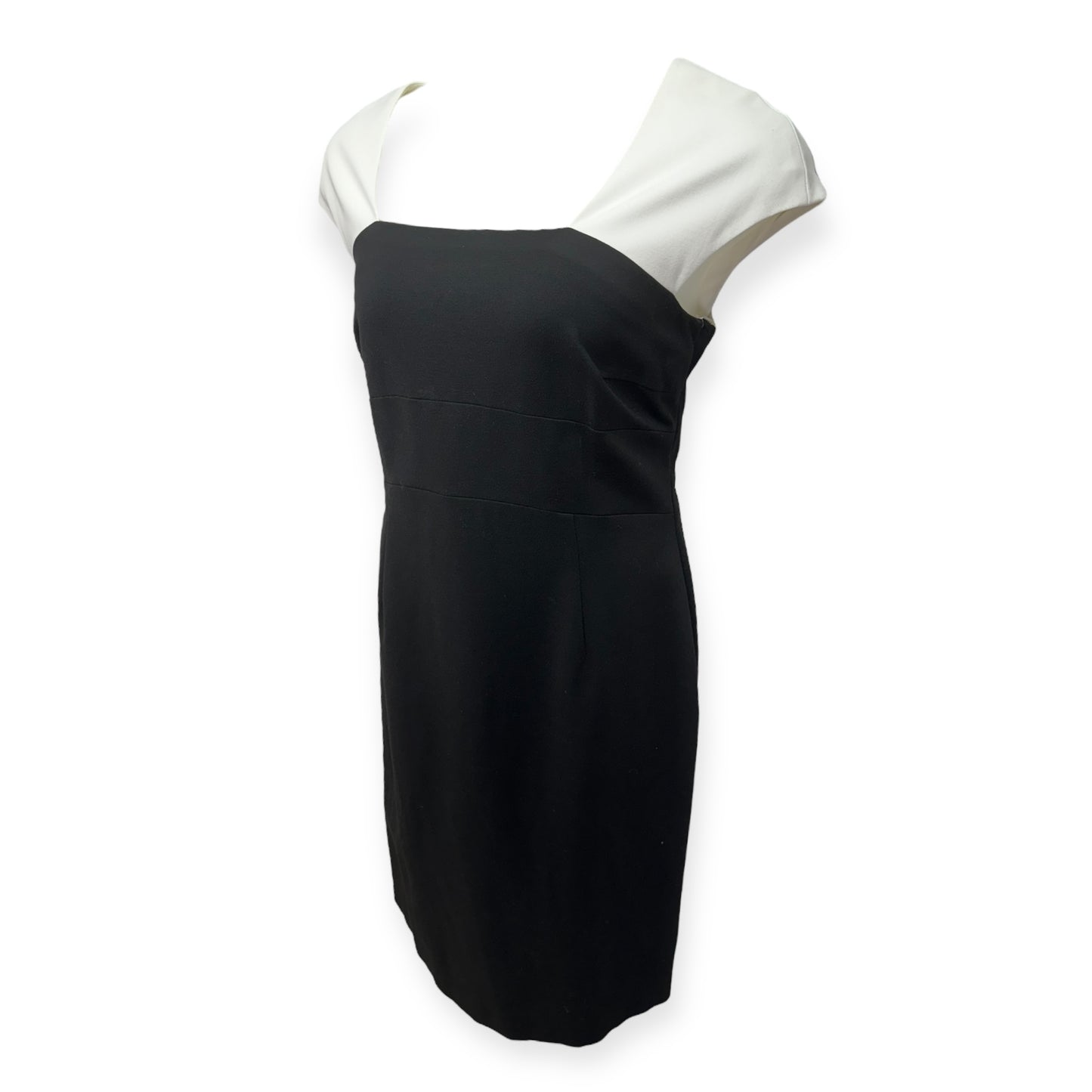 Dwalana Cap Sleeve Jersey Knit Sheath Dress Luxury Designer By Escada In Black & White, Size: US XL/EU 44