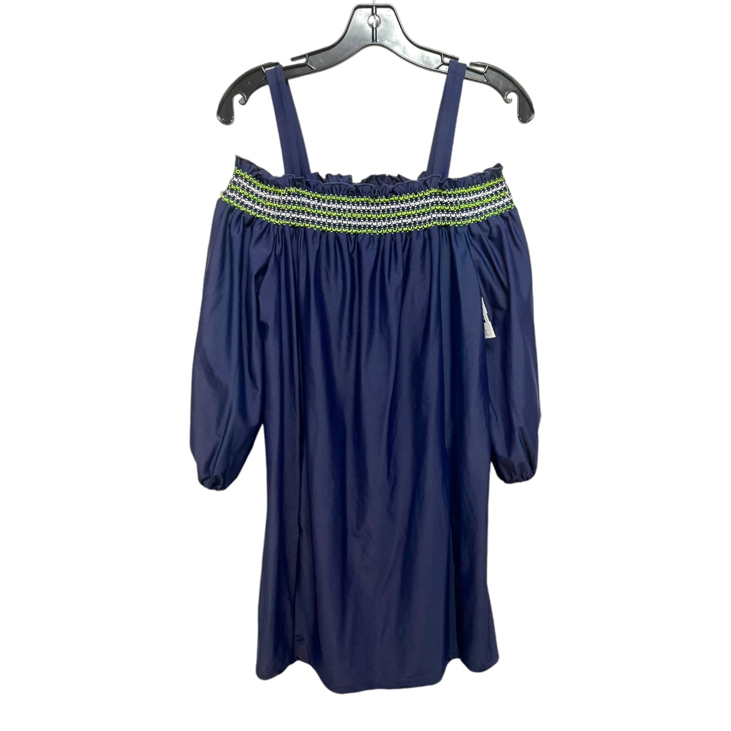 Embroidered Cold Shoulder Dress Designer By Jude Connally In Blue & Green, Size: M