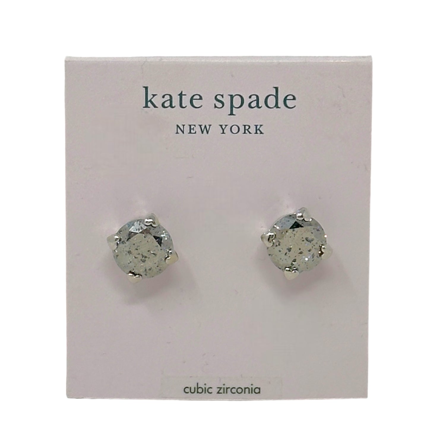 Rise & Shine Silver Patina CZ Stud Earrings Designer By Kate Spade