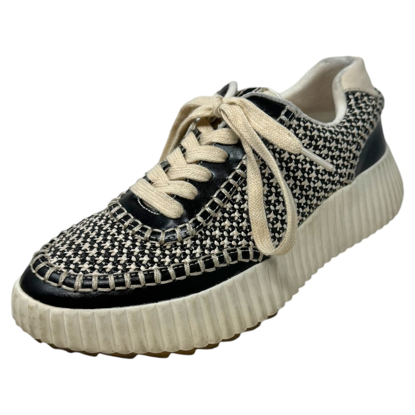 Selina Woven Platform Shoes Sneakers By Shu Shop In Black & Cream, Size: 6.5