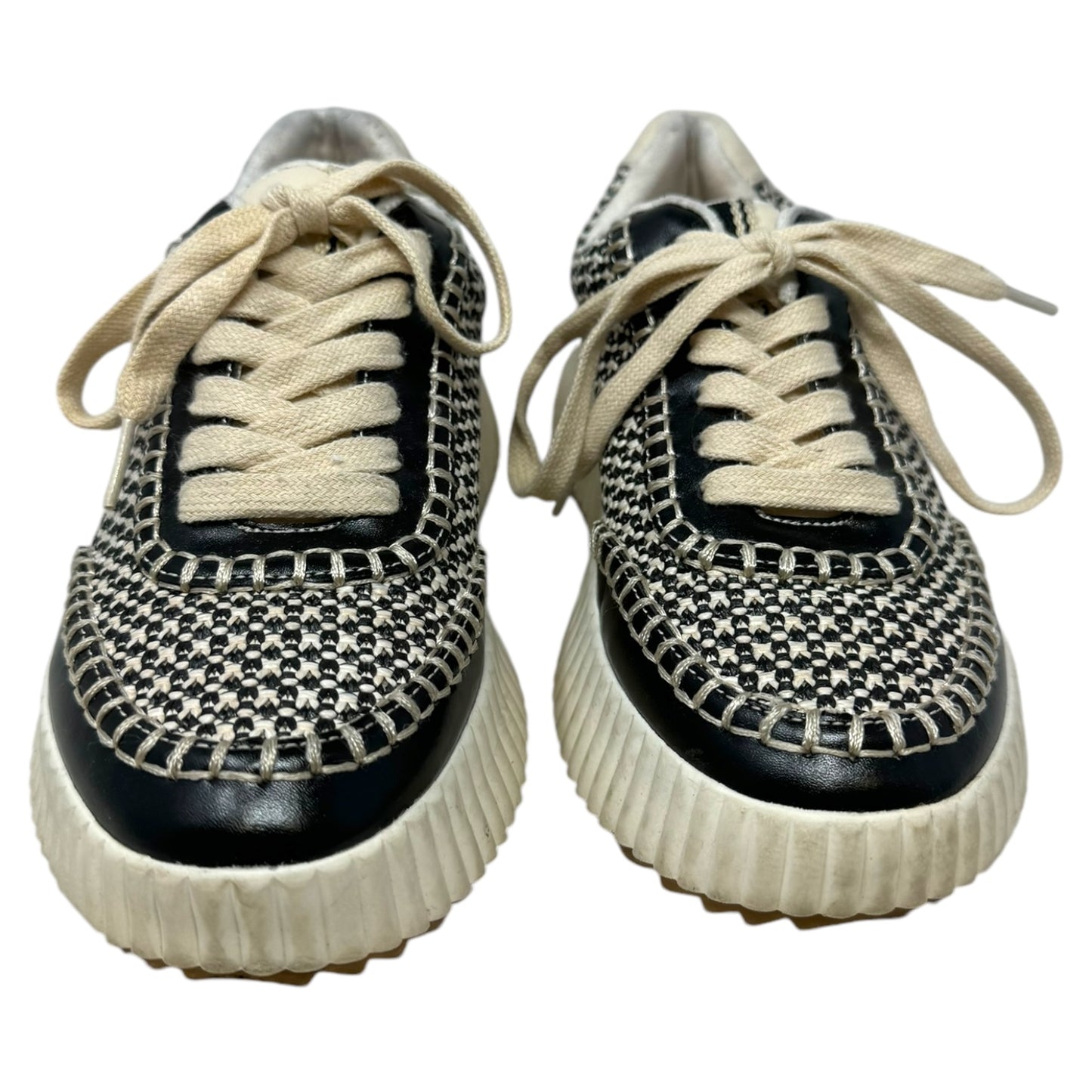 Selina Woven Platform Shoes Sneakers By Shu Shop In Black & Cream, Size: 6.5