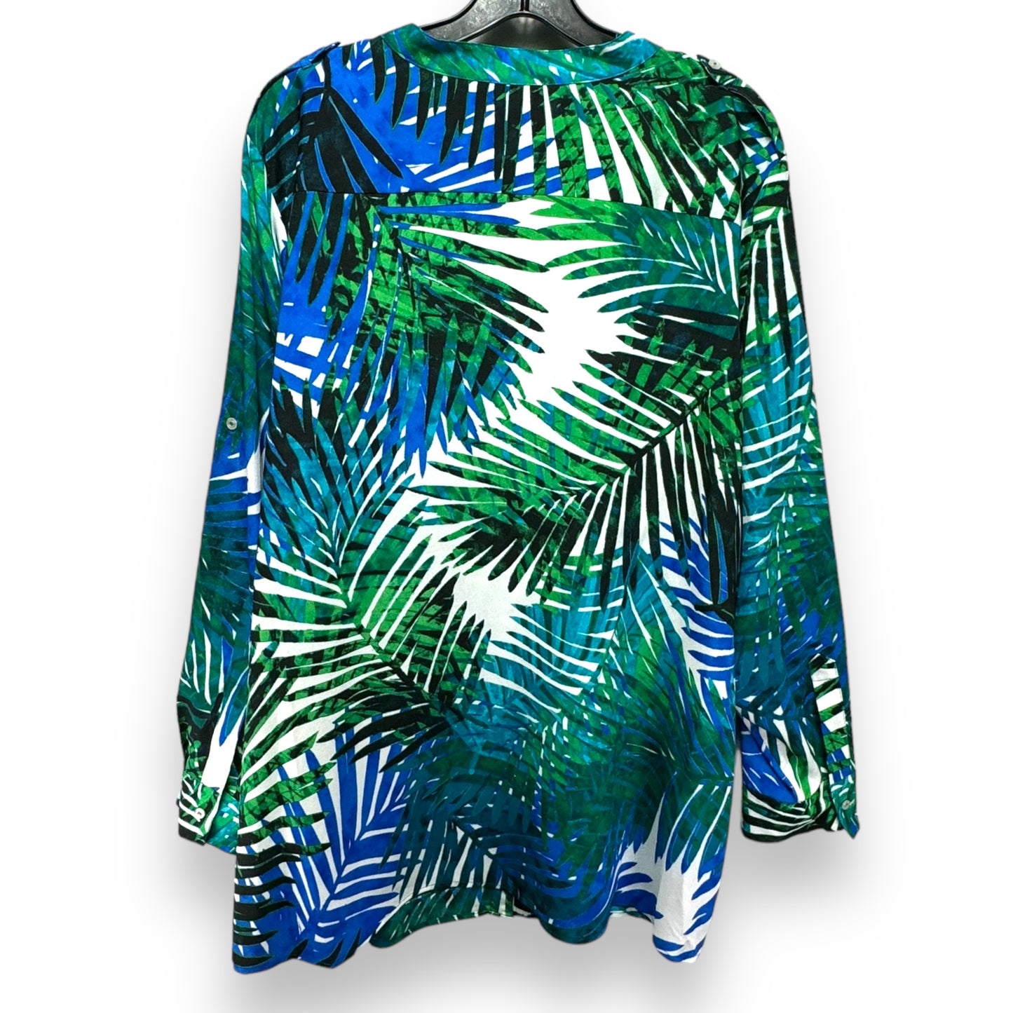 Top Long Sleeve By Calvin Klein In Tropical Print, Size: 2x