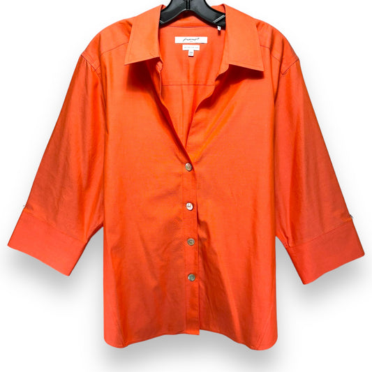 Top 3/4 Sleeve By Foxcroft In Orange, Size: 2x