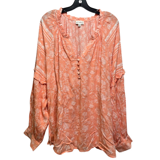 Top Long Sleeve By Wonderly In Peach, Size: 3x