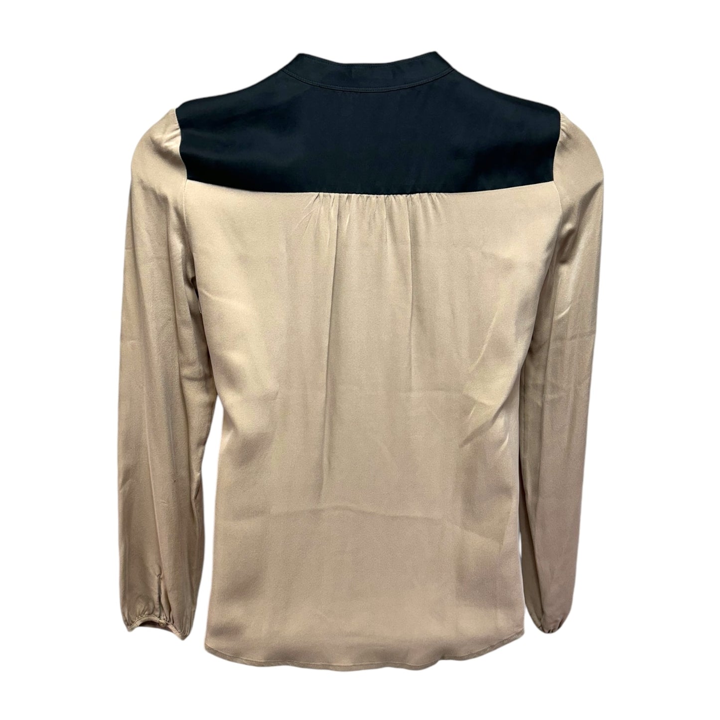 Gerine Silk Blouse Designer By Theory In Black & Tan, Size: M