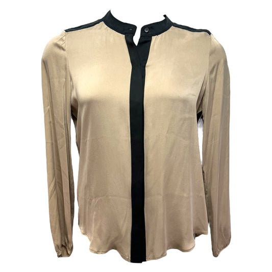 Gerine Silk Blouse Designer By Theory In Black & Tan, Size: M