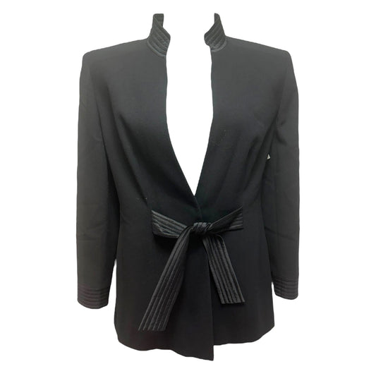 Wool & Silk Blazer Luxury Designer By Escada In Black, Size: Xl