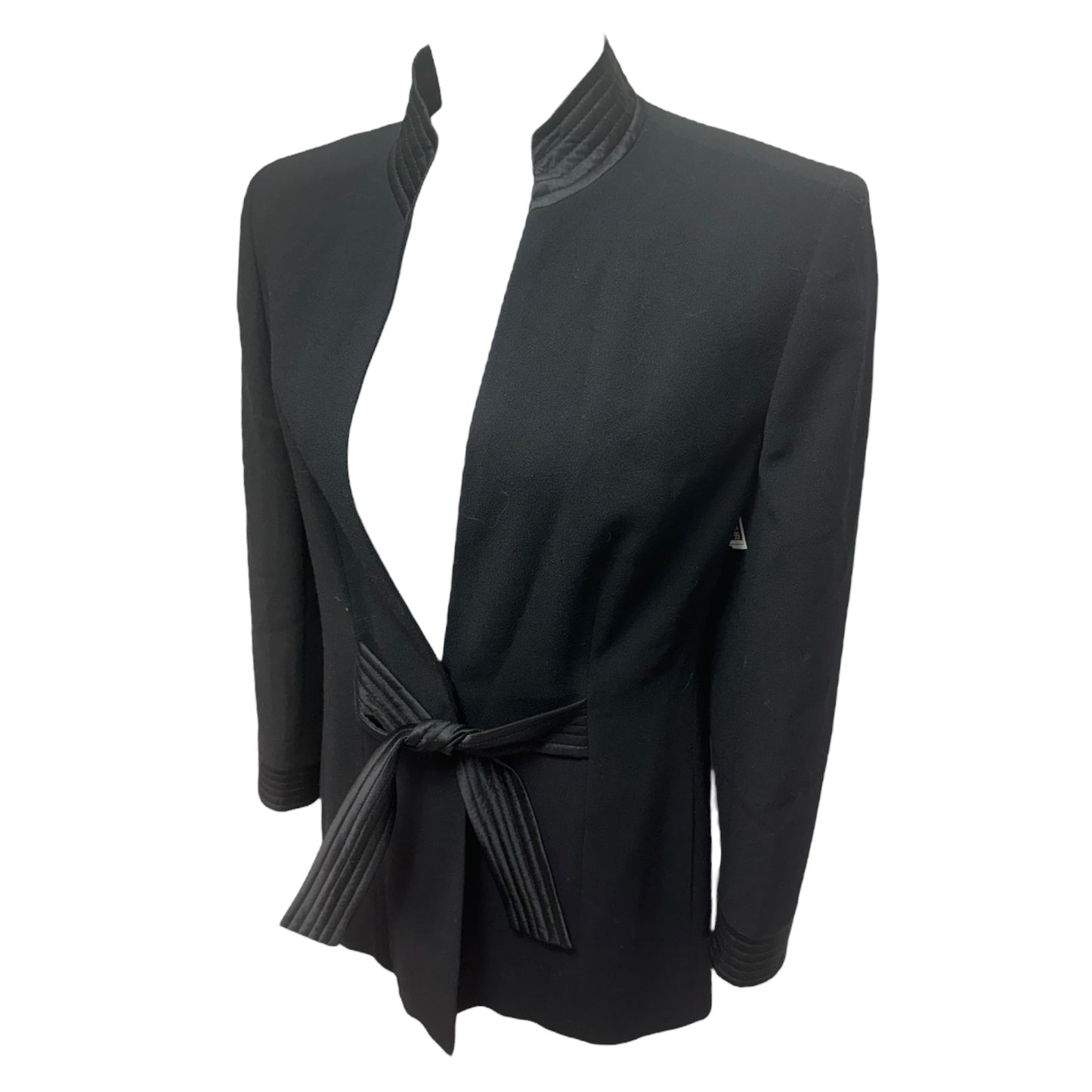 Wool & Silk Blazer Luxury Designer By Escada In Black, Size: Xl