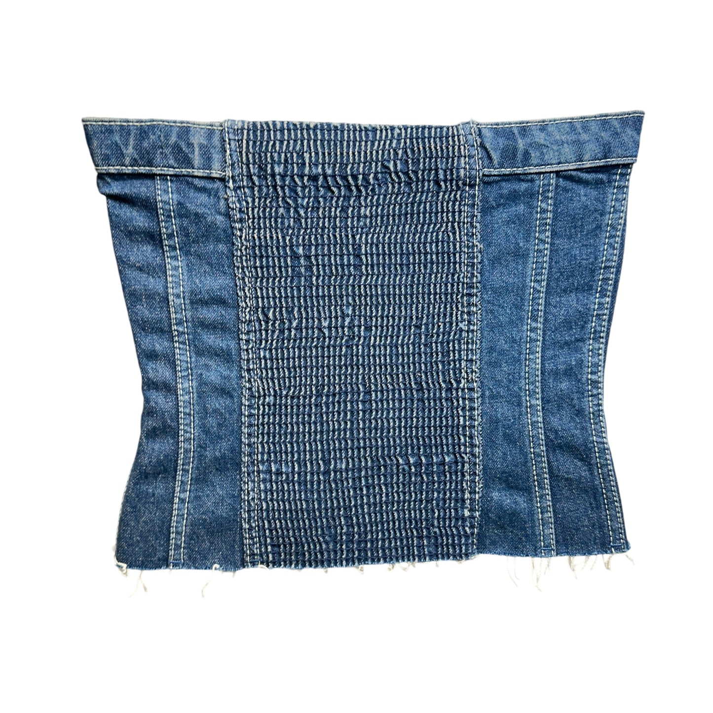 Strapless Denim Top  By Zara In Blue Denim, Size: L