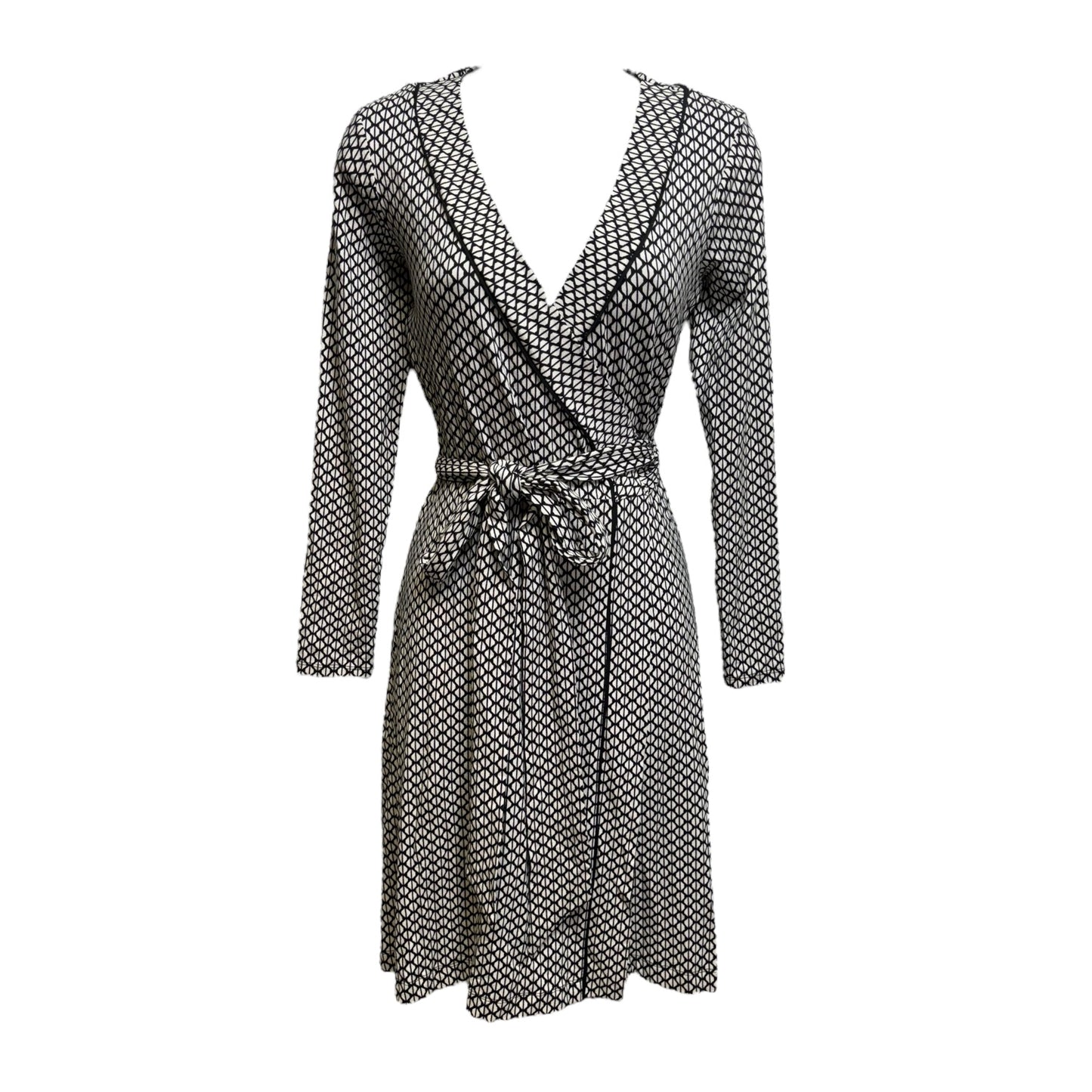 Geometric Wrap Dress Casual Midi By Banana Republic In Black & White, Size: Xs