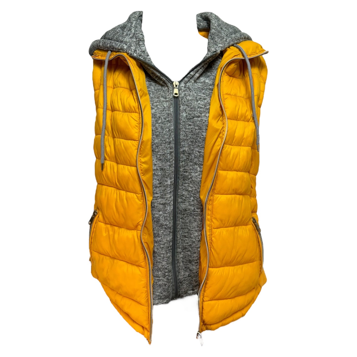 Vest Puffer & Quilted By Special One In Grey & Yellow, Size: L