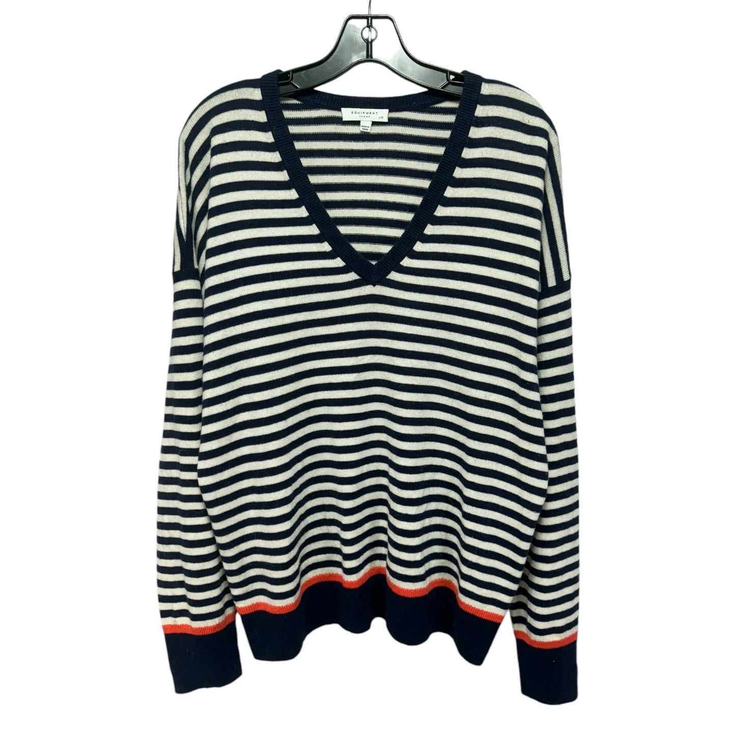 Sweater By Equipment In Striped Pattern, Size: L